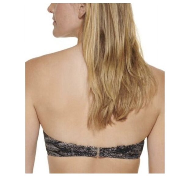 Calvin Klein Lace Printed Look Padded Underwire Balconette Bikini Top Gray M NWT - Picture 4 of 12